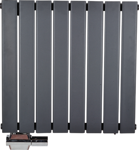 Paneel-Heizkörper COMPACT in RAL 7016 anthrazit, doppellagig mit Hahnblockanschluß li. o re.